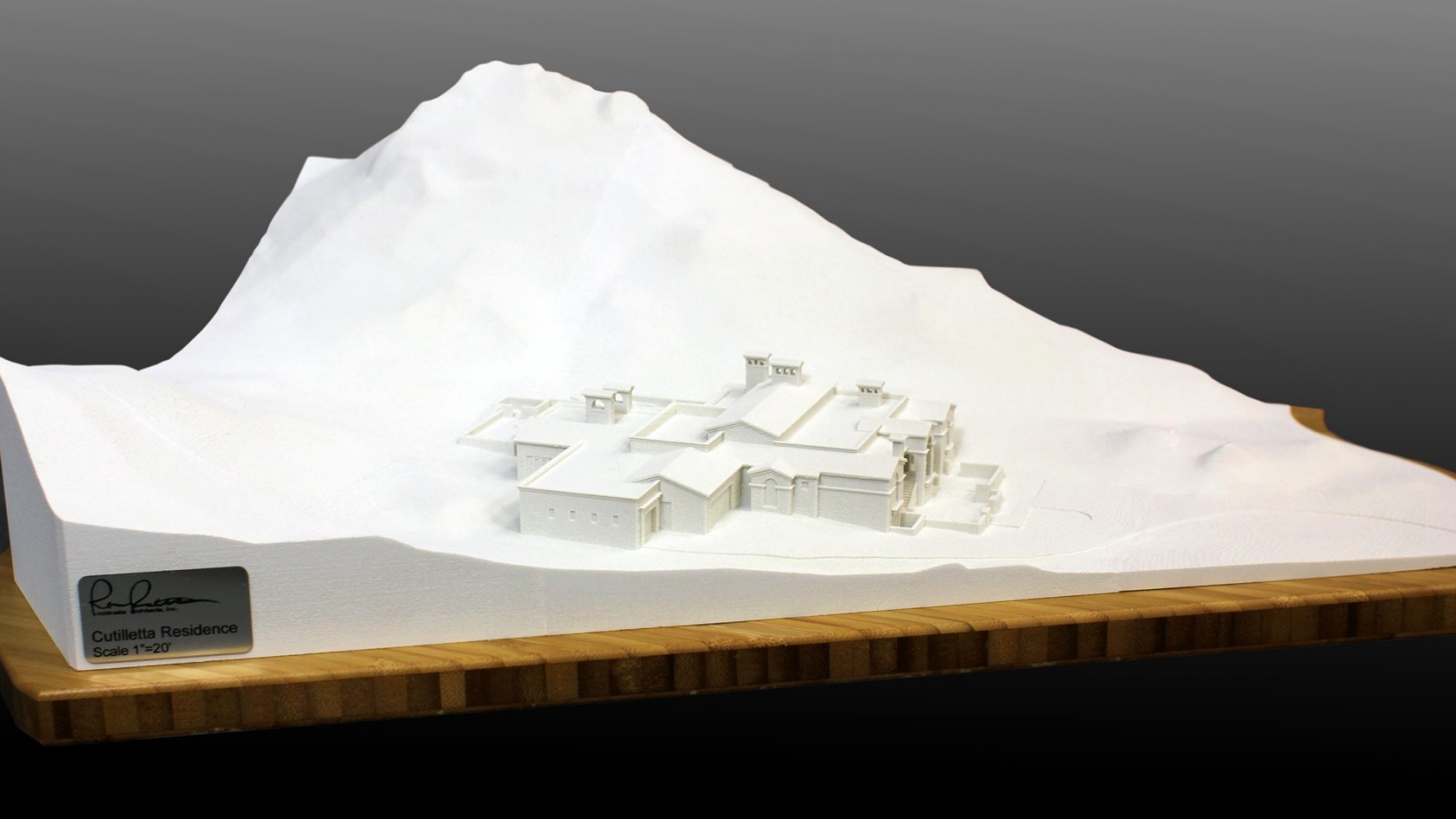 3d print of a residence in mountain setting