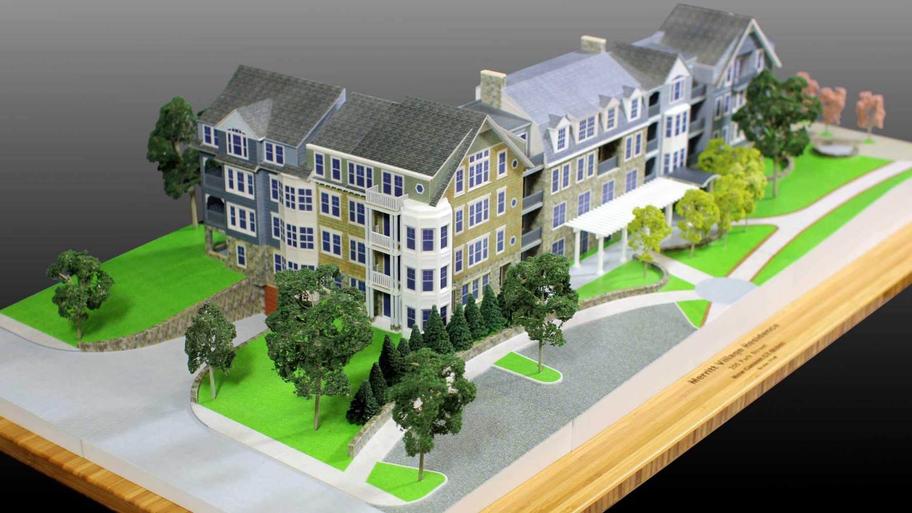 Color 3d printed apartments with trees
