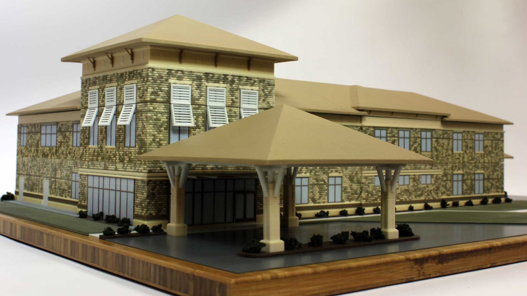 Architectural model with color brick texture