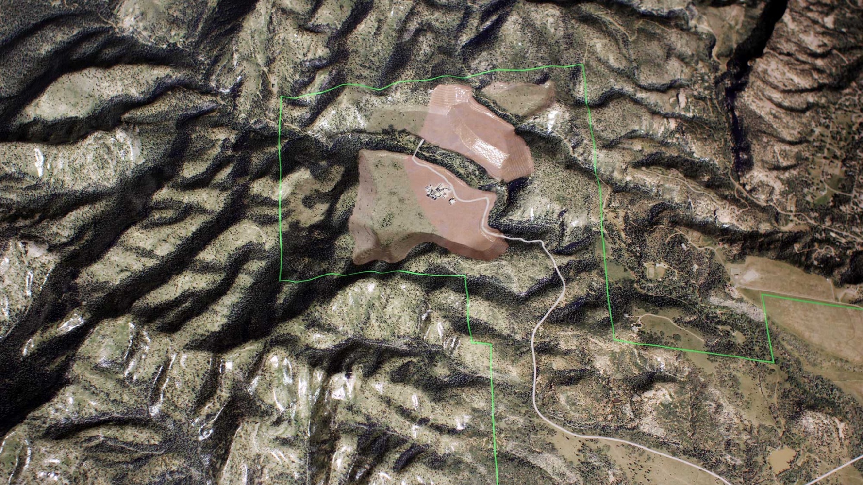 CNC machined topography model with color overlay